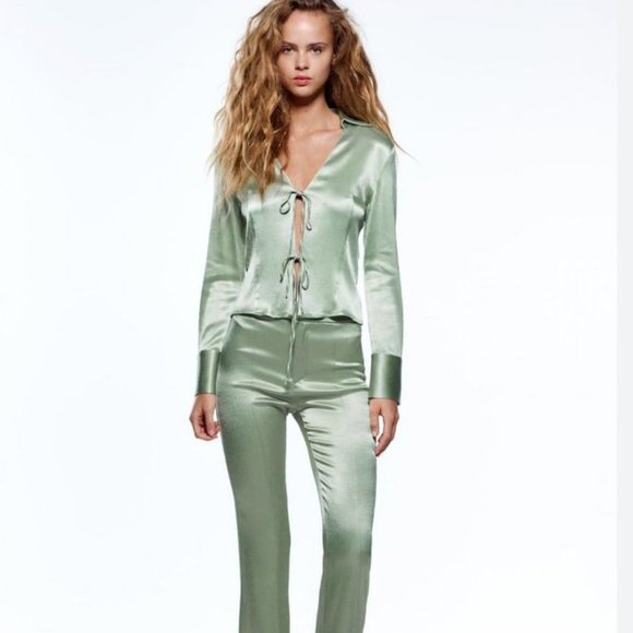 Zara Two Piece Satin Set - Picture 1 of 4